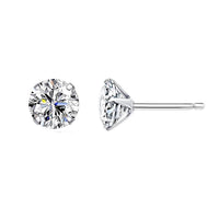 'Round CZ' Cubic Zirconia and Sterling Silver Stud Earrings - Allora Jade