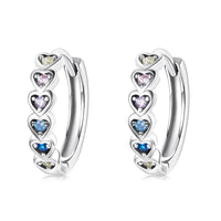 'Hearts' Colourful CZ and Sterling Silver Hoop Earrings - Allora Jade