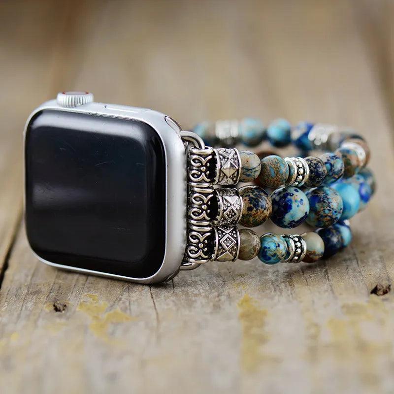 Blue Jasper Stretchy Apple Watch Band - Apple Watch Bands - Allora Jade