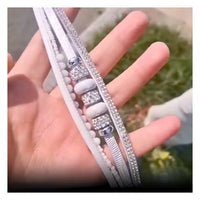 White Bedazzle Beads and Rhinestones Cuff Bracelet - ALLORA JADE
