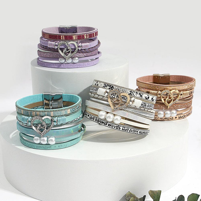 'Inspired Heart' Charm Cuff Bracelet - mint - Womens Bracelets - Allora Jade
