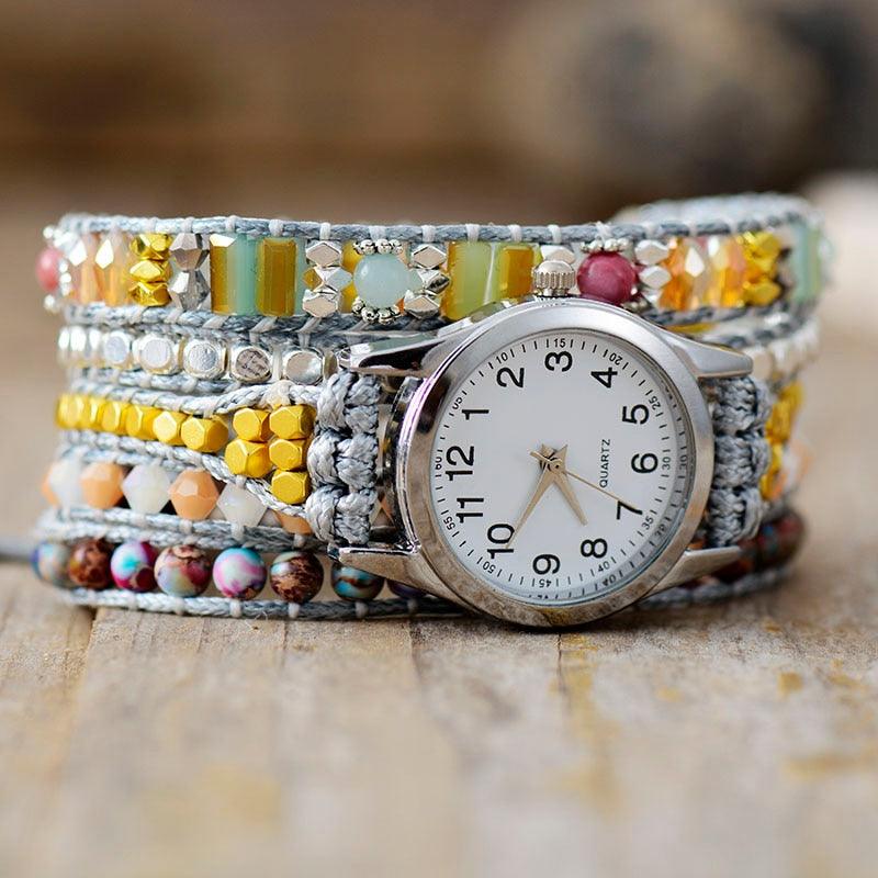 Jasper and Beads Wrap Quartz Watch - Watches - Allora Jade