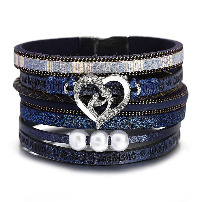 'Inspired Heart' Charm Cuff Bracelet - blue - Womens Bracelets - Allora Jade