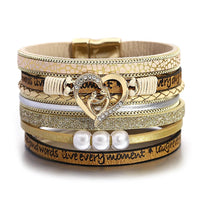 'Inspired Heart' Charm Cuff Bracelet - khaki - Womens Bracelets - Allora Jade