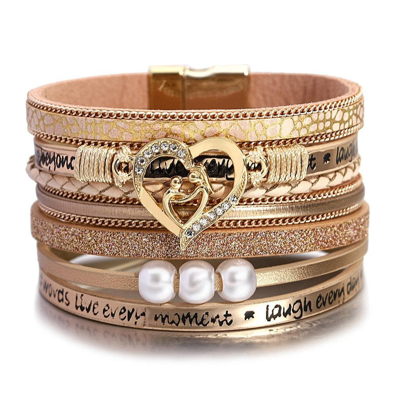 'Inspired Heart' Charm Cuff Bracelet - rose gold - Womens Bracelets - Allora Jade
