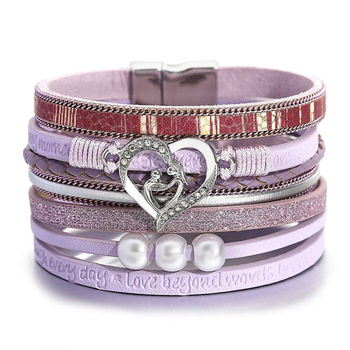 'Inspired Heart' Charm Cuff Bracelet - purple - Womens Bracelets - Allora Jade