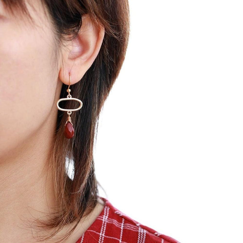 'Naata' Reddish Jasper Dangle Earrings - Womens Earrings Crystal Earrings - Allora Jade