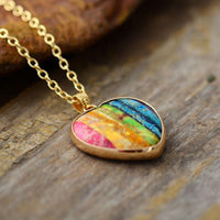 Chakra Jasper Heart Pendant Necklace - gold - Womens Necklaces Crystal Necklace - Allora Jade