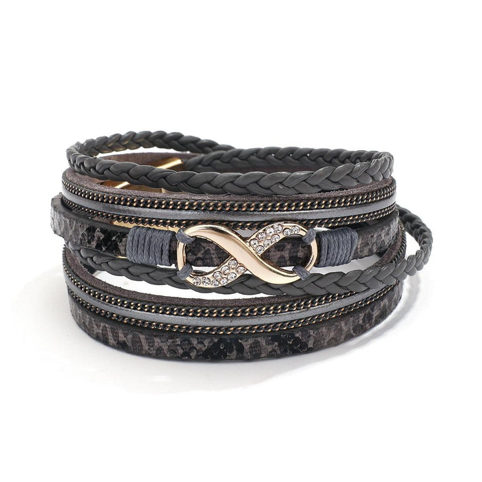 'Infinity' Charm Wrap Bracelet - grey - Womens Bracelets - Allora Jade