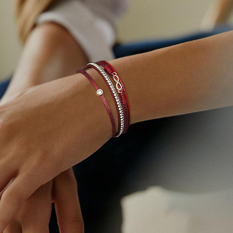 'Infinity' Charm & Rhinestones Cuff Bracelet - red - Womens Bracelets - Allora Jade