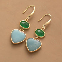 'Hearts' Amazonite and Green Quartz Earrings | ALLORA JADE