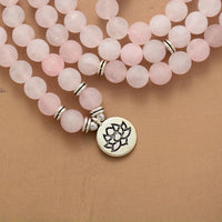 'Lotus' Charm & Rose Quartz Stretchy Bracelet - Allora Jade