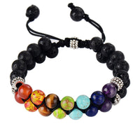7 Chakra Beads & Lava Stone Cuff Bracelet - Womens Bracelets Crystal Bracelet - Allora Jade