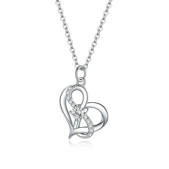 'Forever Love' CZ & Sterling Silver Heart Pendant Necklace - Sterling Silver Pendant Necklaces - Allora Jade