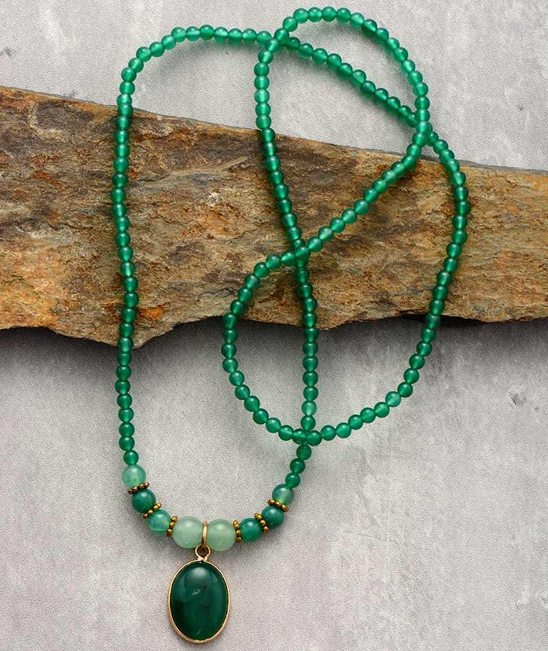 'Nyiwarri' Green Onyx Beads Pendant Necklace | ALLORA JADE