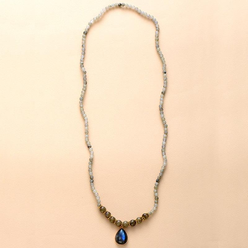 'Nyiwarri' Labradorite Beads Pendant Necklace - Womens Necklaces Crystal Necklace - Allora Jade
