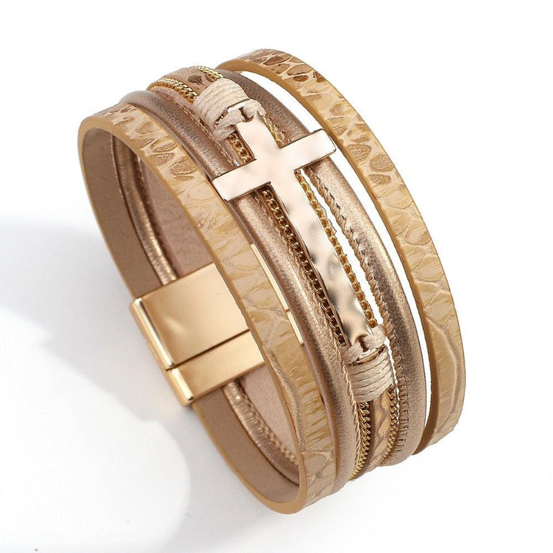 'Cross' Charm Cuff Bracelet - Allora Jade