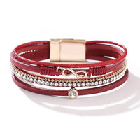 'Infinity' Charm & Rhinestones Cuff Bracelet - red - Womens Bracelets - Allora Jade