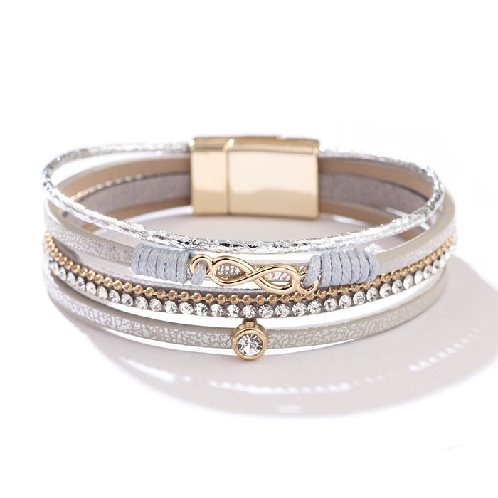 'Infinity' Charm & Rhinestones Cuff Bracelet | Allora Jade