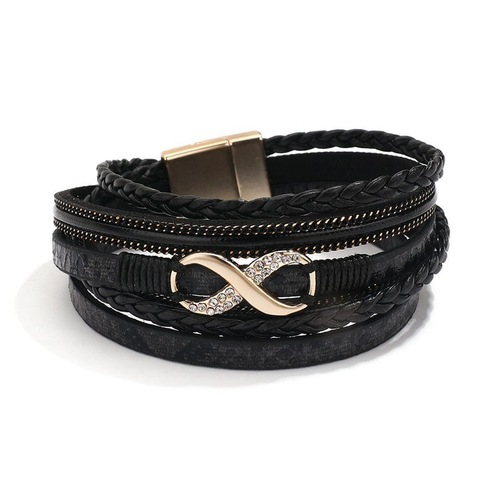 'Infinity' Charm Wrap Bracelet - black - Womens Bracelets - Allora Jade