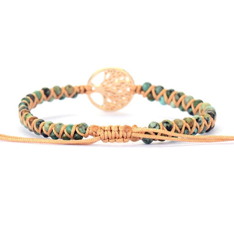 Tree of Life Charm & Grey Jasper Cuff Bracelet - Womens Bracelets Crystal Bracelet - Allora Jade