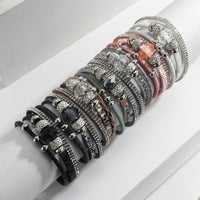 'Balgargal' Rhinestones Beads Cuff Bracelet - grey - Womens Bracelets - Allora Jade