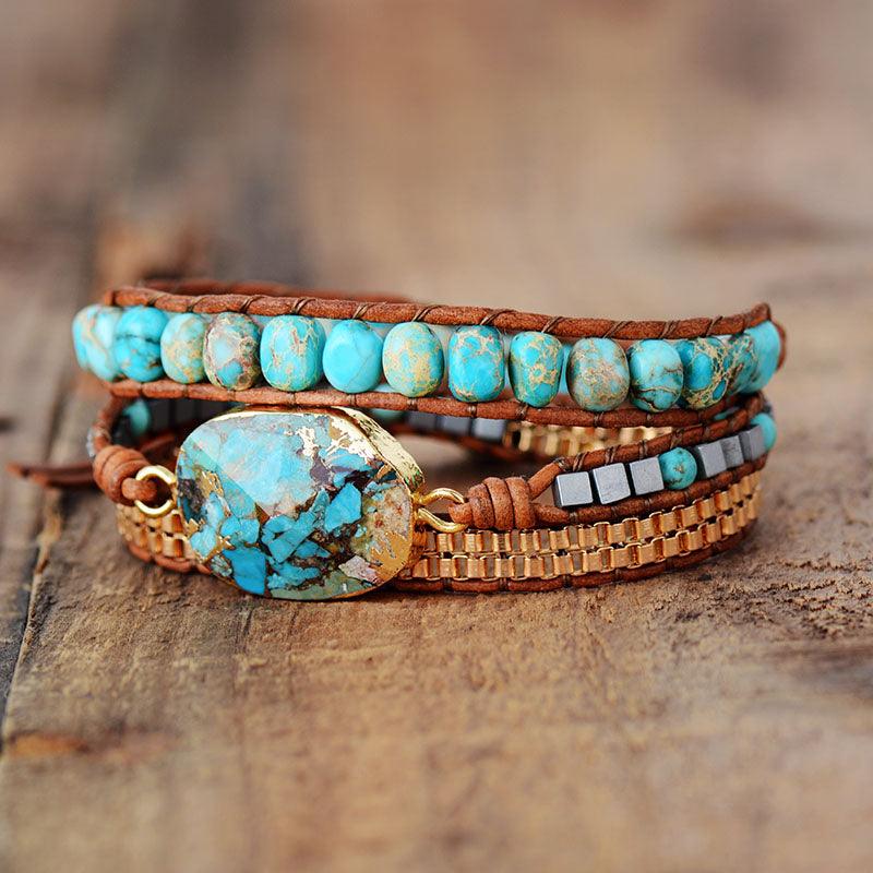 Turquoise Charm Bracelet | Gemstone Wrap Bracelets | ALLORA JADE