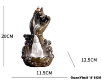 'Blessing Guan Yin' Handmade Ceramic Backflow Incense Holder Burner - Allora Jade