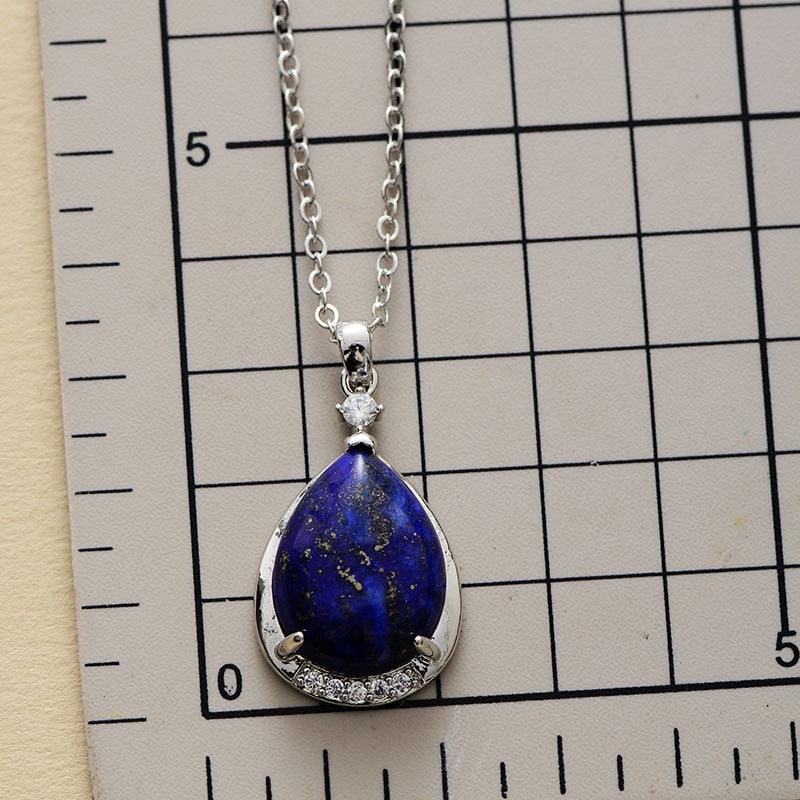 'Yuwin' Lapis Lazuli & Rhinestones Necklace - Womens Necklaces Crystal Necklace - Allora Jade