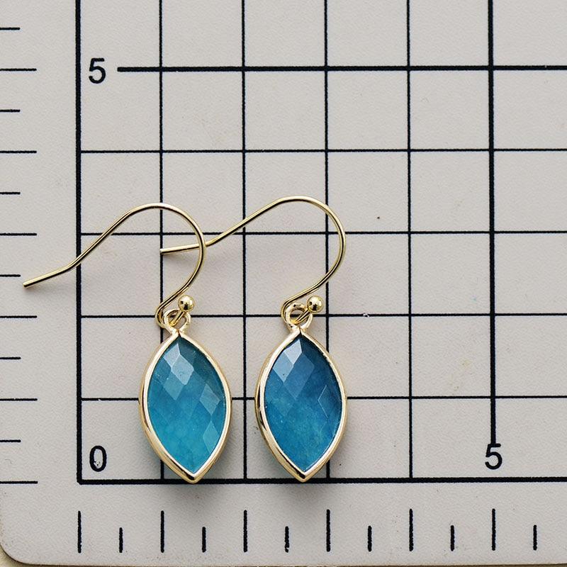 'Yiing' Blue Quartz Drop Earrings - Womens Earrings Crystal Earrings - Allora Jade