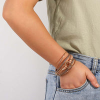 'Orana' Charm & Beads Cuff Bracelet - rose gold - Womens Bracelets - Allora Jade