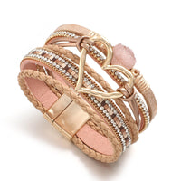 'Dalgu' Heart Charm Cuff Bracelet - khaki - Womens Bracelets - Allora Jade