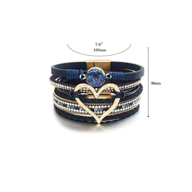 'Dalgu' Heart Charm Cuff Bracelet - blue - Womens Bracelets - Allora Jade