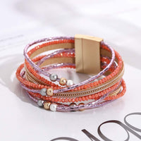 'Aluka' Beads Cuff Bracelet - red orange - Womens Bracelets - Allora Jade