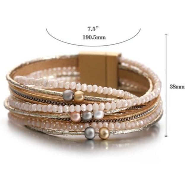 'Aluka' Beads Cuff Bracelet - khaki - Womens Bracelets - Allora Jade