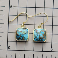 'Wiinya' Square Turquoise Drop Earrings - Womens Earrings Crystal Earrings - Allora Jade