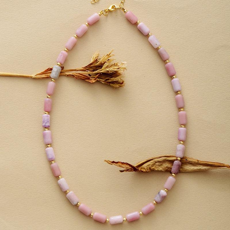 'Maranirra' Pink Opal Choker Necklace - Womens Necklaces Crystal Necklace - Allora Jade