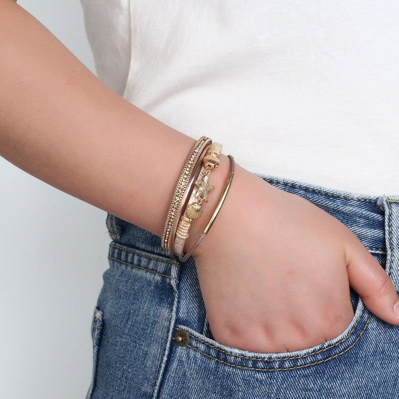 'Sea Life' Charm Cuff Bracelet - gold - Womens Bracelets - Allora Jade