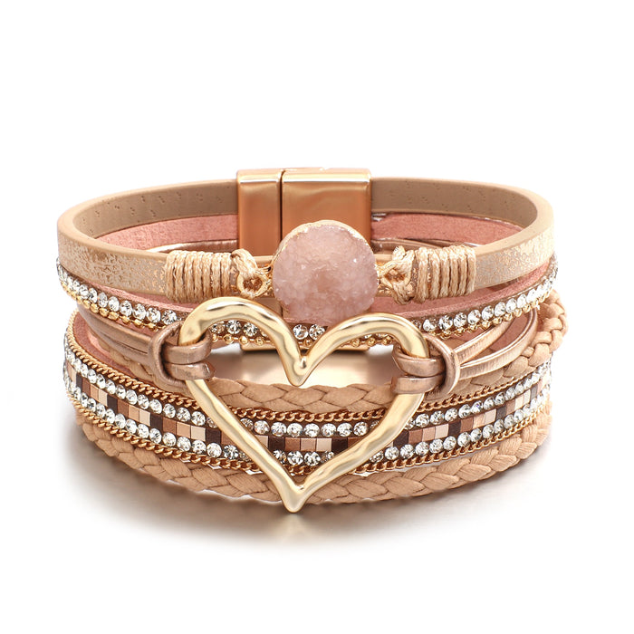 'Dalgu' Heart Charm Cuff Bracelet - Khaki | Allora Jade