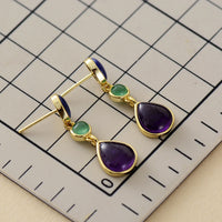 ‘Murriguwal’ Amethyst Green Agate Blue Agate Dangle Earrings | ALLORA JADE