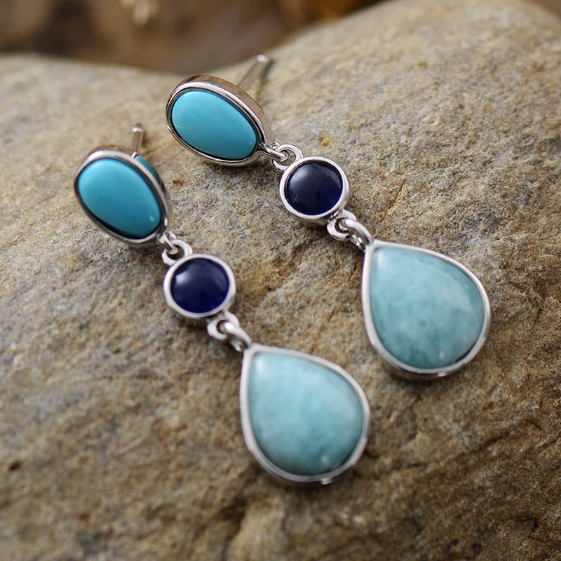 ‘Murriguwal’ Amazonite and Agate Dangle Earrings | ALLORA JADE