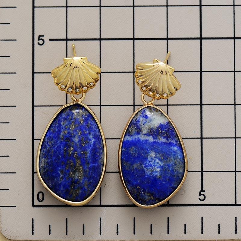 'Shells' Lapis Lazuli Drop Earrings - Womens Earrings Crystal Earrings - Allora Jade