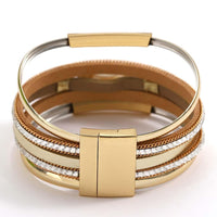 'Pearl' Charm & Rhinestones Cuff Bracelet - gold - Womens Bracelets - Allora Jade