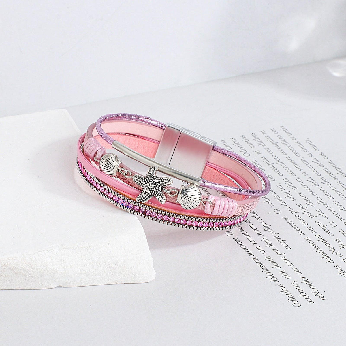 'Sea Life' Charm Cuff Bracelet - pink - Womens Bracelets - Allora Jade