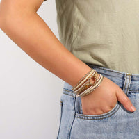 'Orana' Charm and Beads Cuff Bracelet - khaki | ALLORA JADE