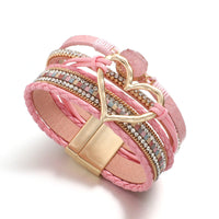 'Dalgu' Heart Charm Cuff Bracelet - pink - Womens Bracelets - Allora Jade