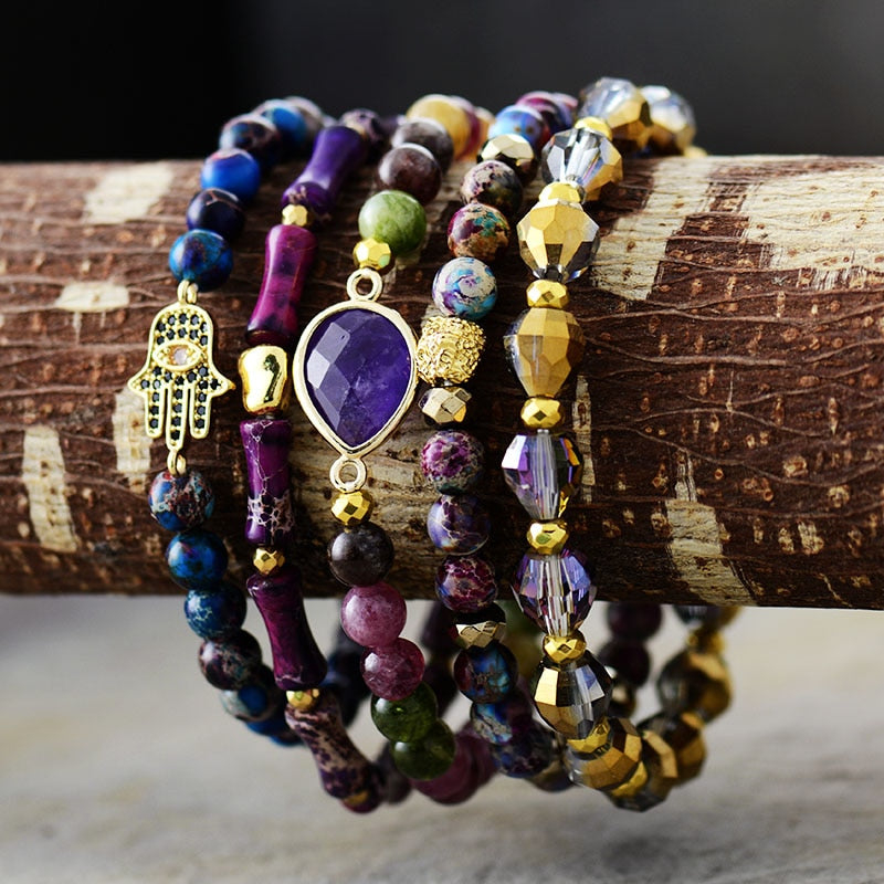 'Beads' Crystal Stretchy Bracelets Set - Allora Jade