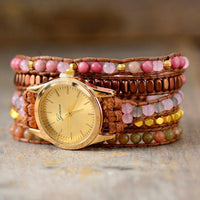 Rose Quartz Jasper Rhodonite Wrap Watch - ALLORA JADE
