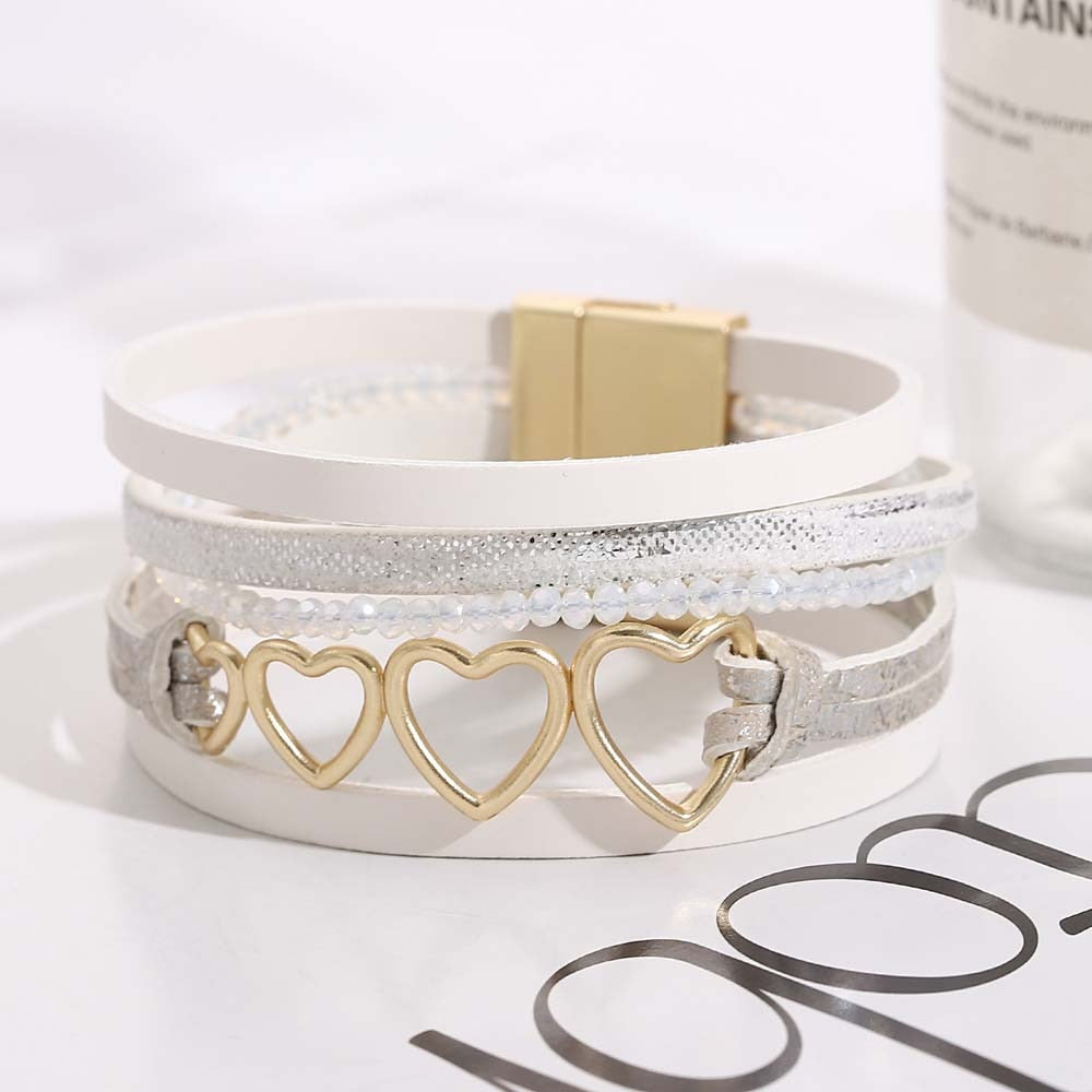 'Heart Blooms' Charm Bracelet - white | ALLORA JADE