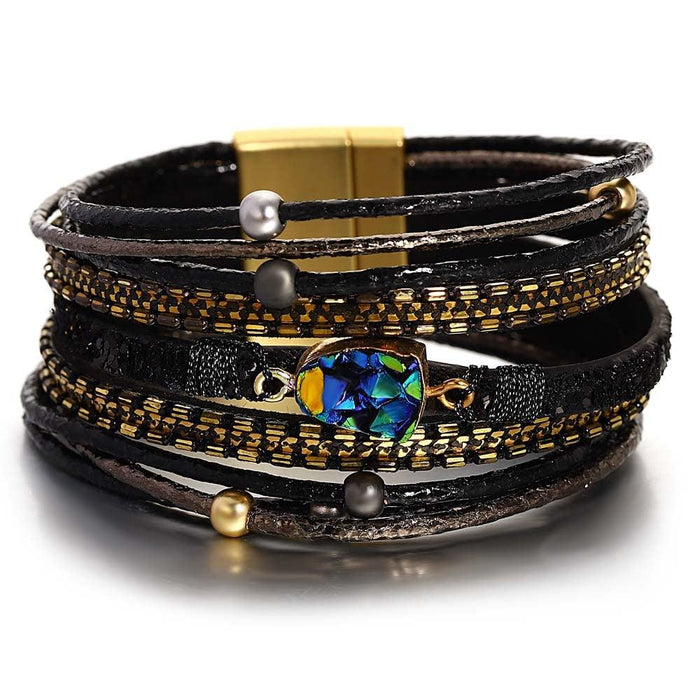 'Sky' Charm Cuff Bracelet - black - Womens Bracelets - Allora Jade